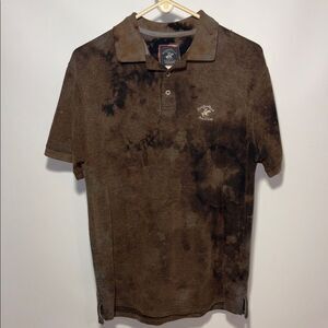 Beverly Hills Polo Club Tie-Dye Brown Polo Shirt